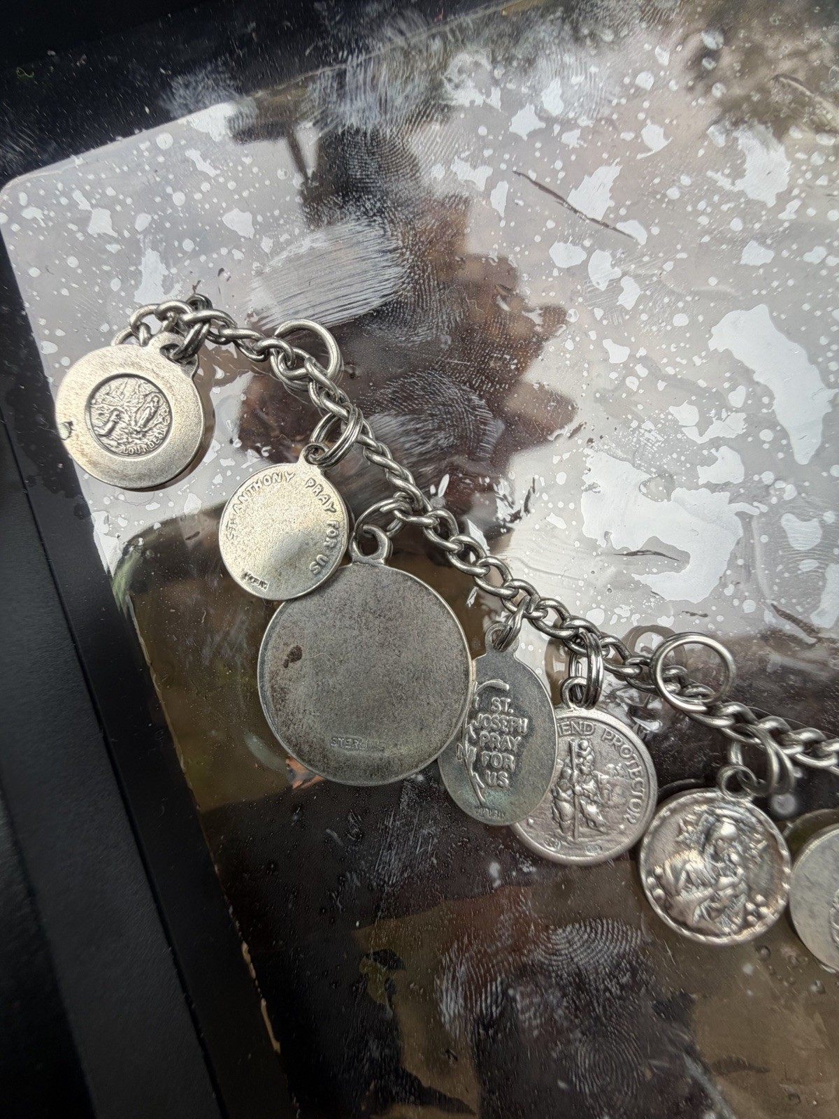 Vintage Sterling Religious Charm Bracelet