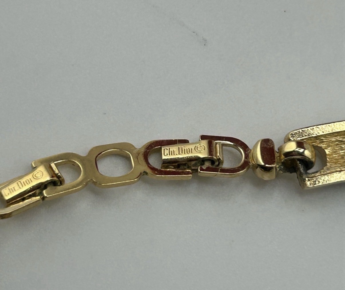 Vintage 1970s Authentic Christian Dior Black Enamel Gold Plated Necklace