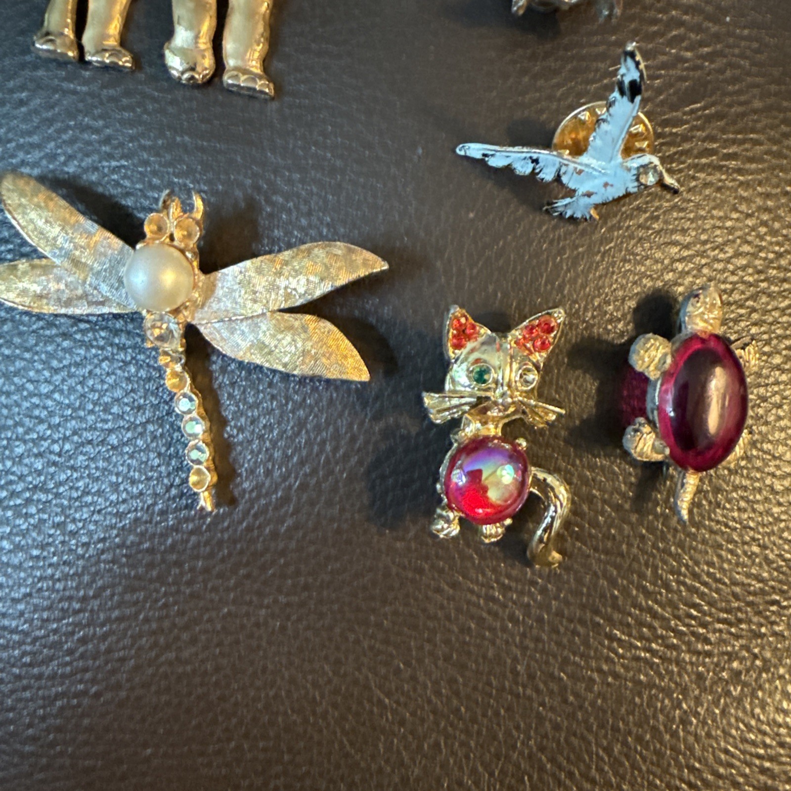 8 Vintage Miscellaneous Pins/Brooches- Scuffed Or Missing Stone/s. See Pictures