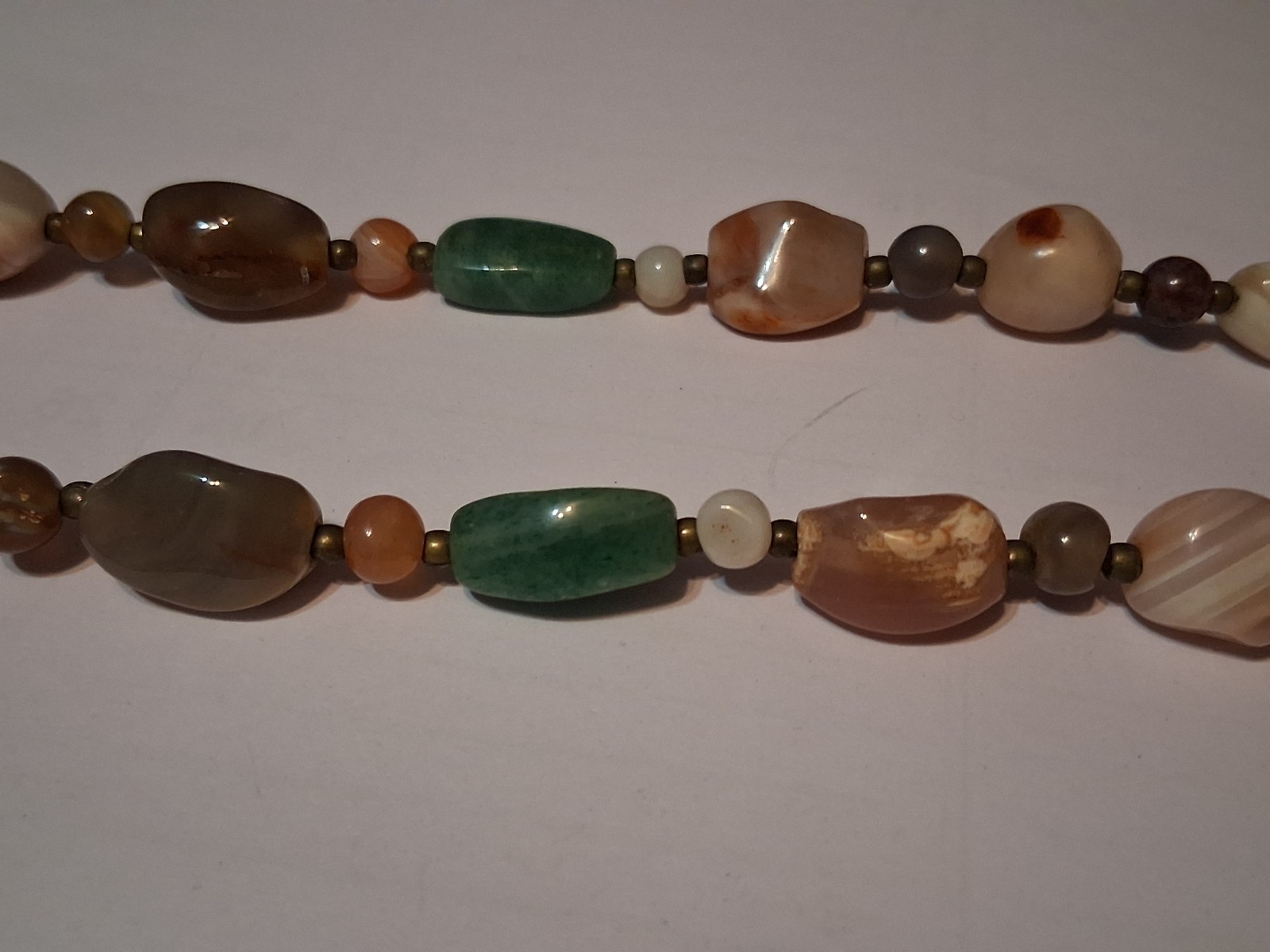 Vintage 60s Beggars Bead Necklace Polished Agate Stone Heavy 34″
