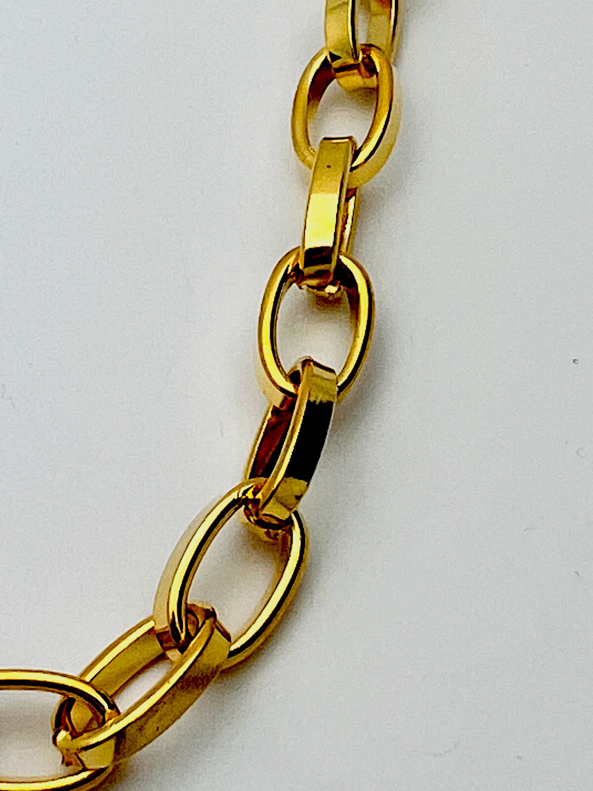 Vintage Gold Plated Flat Oval Link Necklace 18”