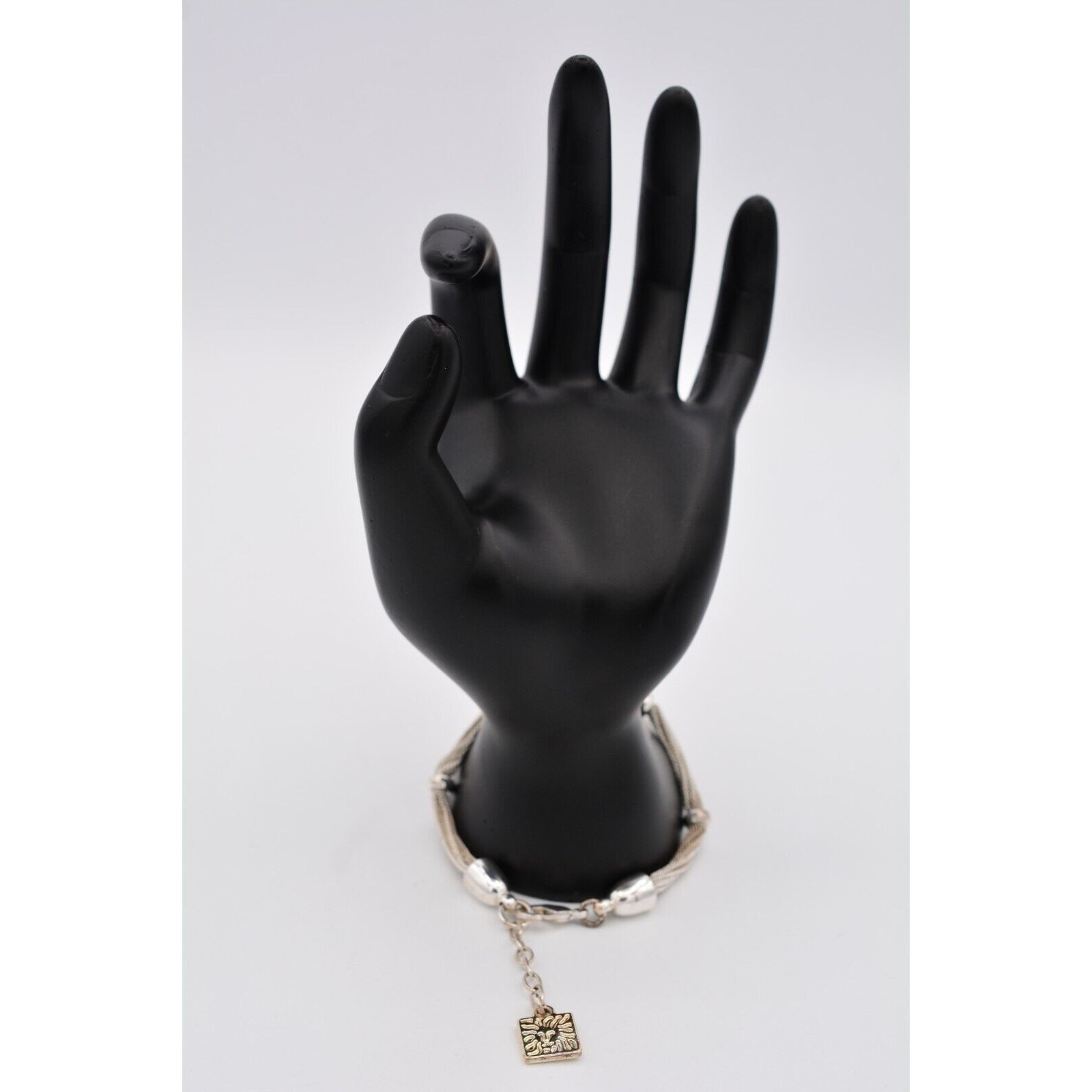 Anne Klein Vintage Bracelet Multi-Chain Bright Silver Tone Signed 1990s BinAW