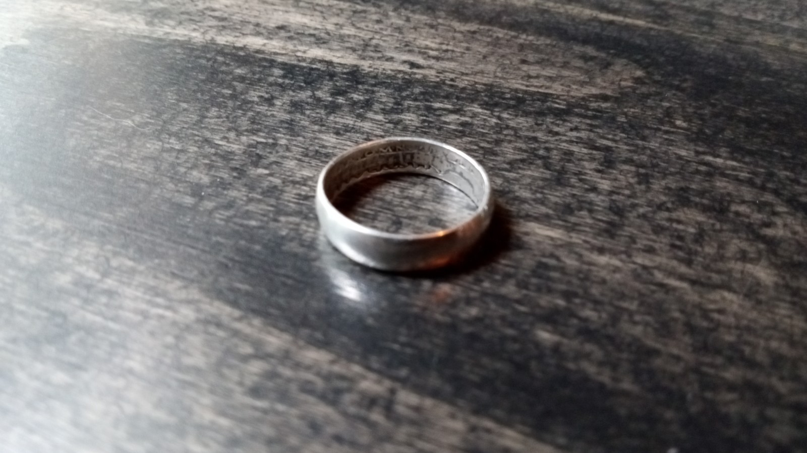 Sterling Silver Band Ring, Artisan Vintage Australian Shilling, Size 7US, 5mm