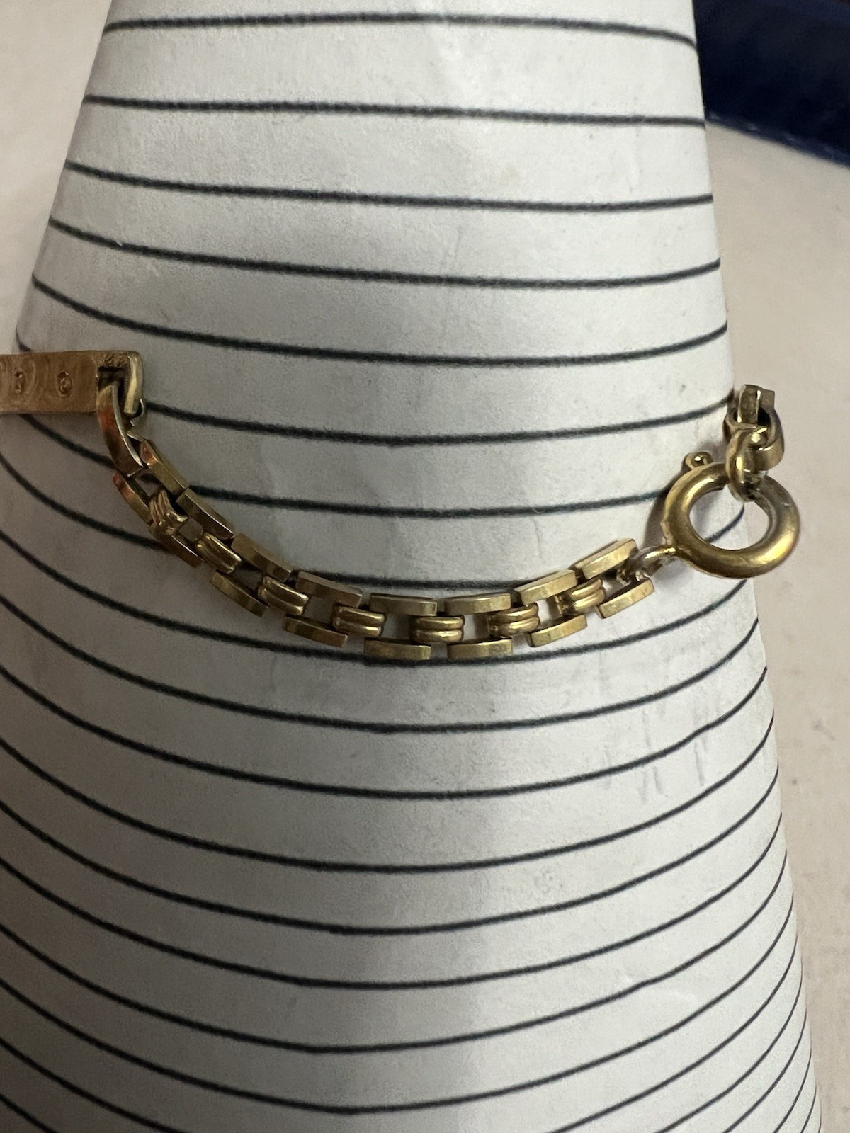 Vintage Signed JB Gold Tone Engraved Wrist Chain Cuff Necklace Bracelet 7”