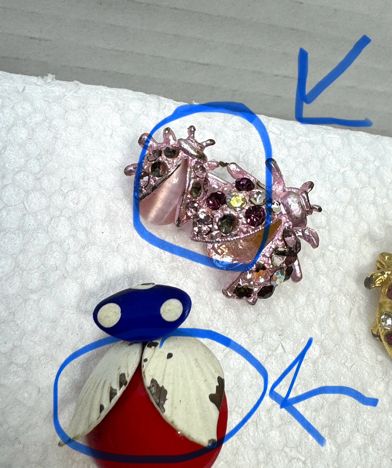 Ladybug Pin Lot Of 6 Rhinestones See Pictures Some Wear Missing Stones