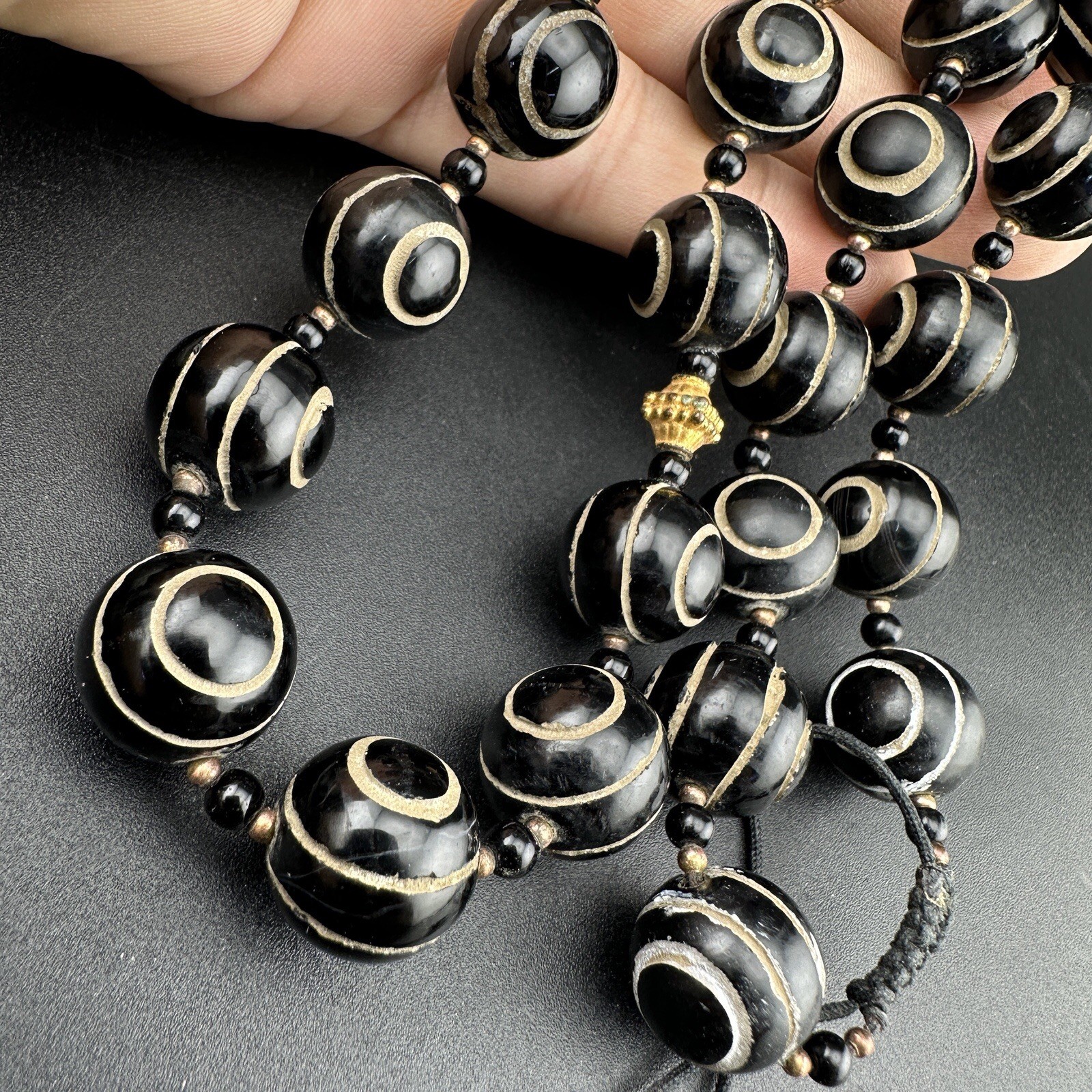 Lot 27 Ethnic Pyu Etched Agate Eye Beads Natural Stone Agate Beaded Necklace
