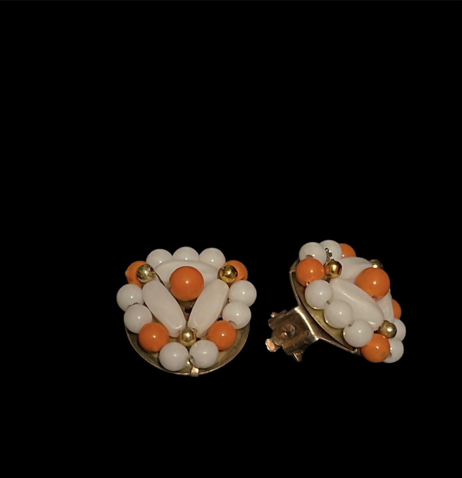 Vintage Beaded Cluster Clip On Estate Earring Lot 1950s Jewelry Hong Kong Japan
