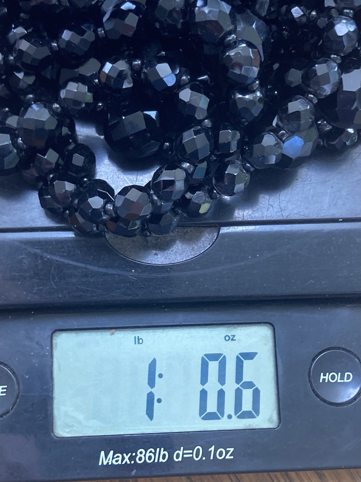 Vintage Black Glass Bead Necklace Lot ~ 1 lb wear or craft