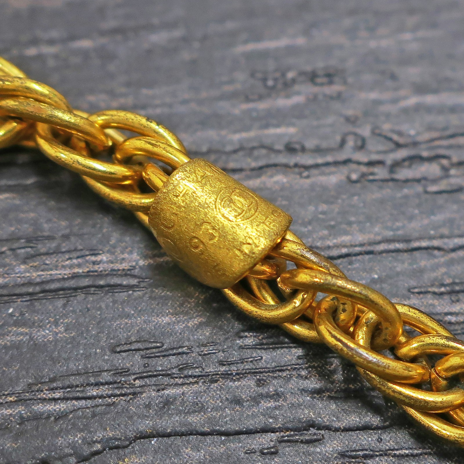 CHANEL Gold Plated CC Logos Charm Vintage Chain Necklace Pendant #1342c Rise-on