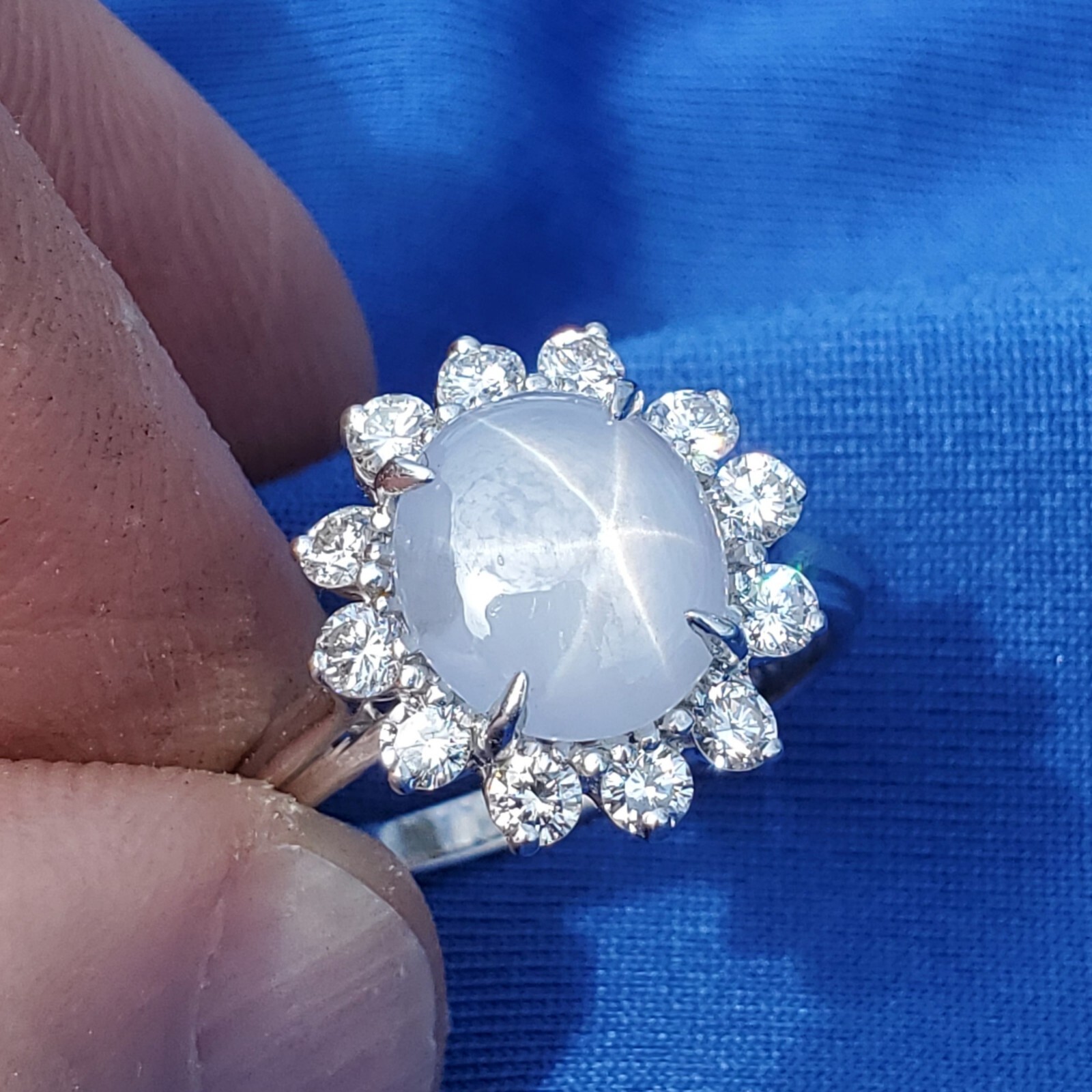 Original EARTH MINED STAR SAPPHIRE DIAMOND Deco Engagement Ring Diana Solitaire