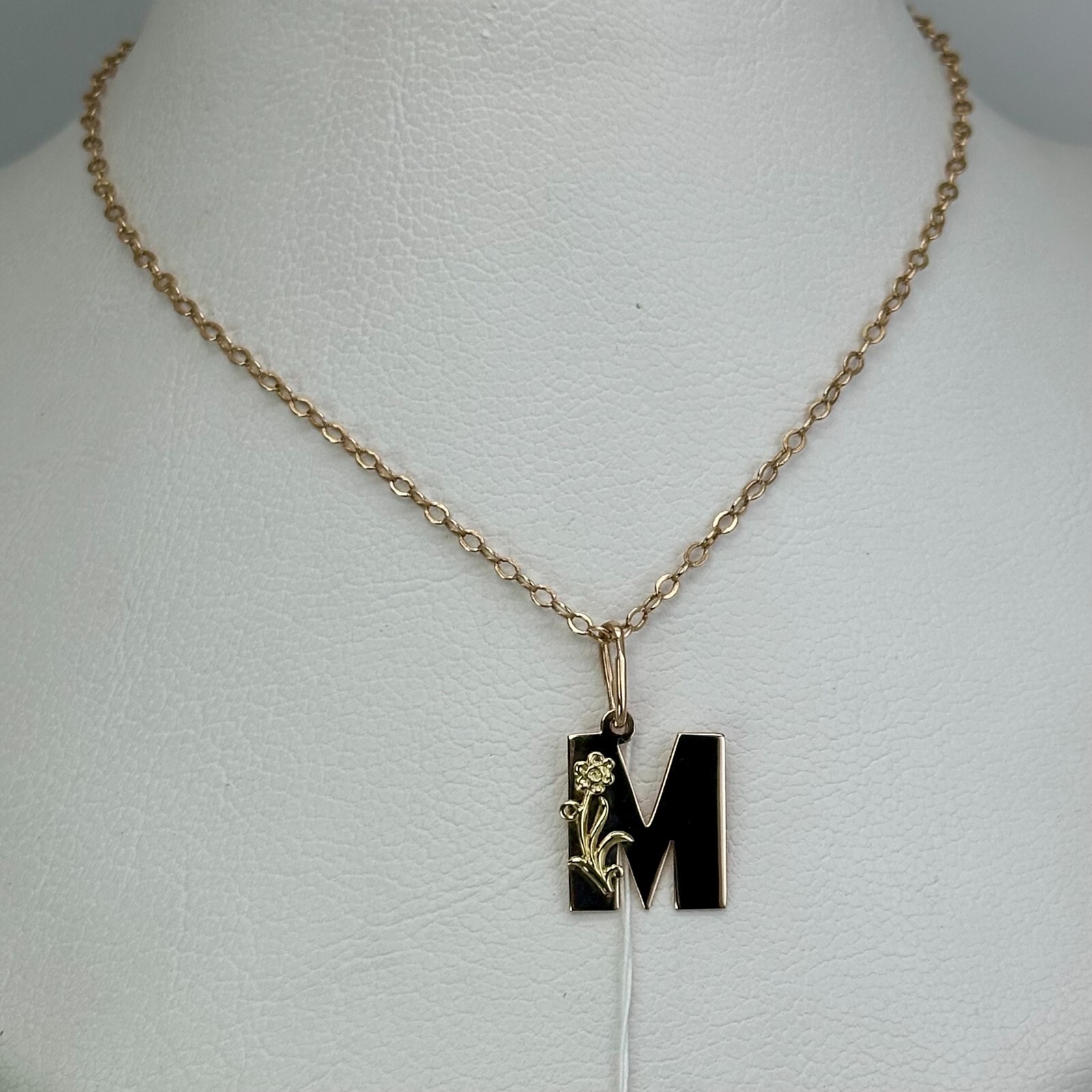 Vintage Original Rose & Yellow Gold Pendant Letter “M” 583 14K 1,80 g. Ukraine