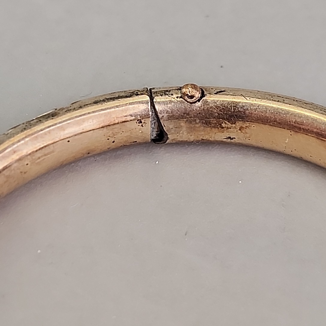 Antique Victorian Bangle Bracelet Floral Motif Etched HP Gold Filled 6.25″