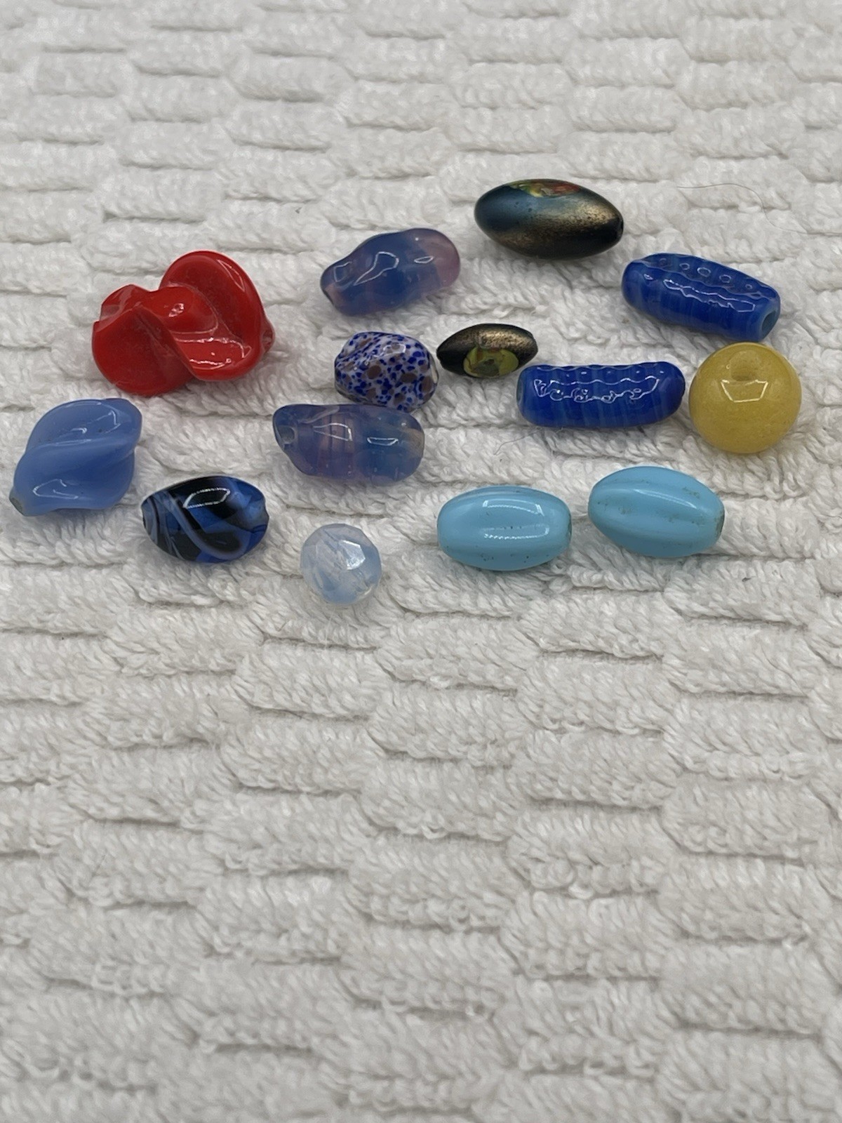 Vintage Art Glass Beads Assorted Colors Sizes Shapes Loose Lot of 14