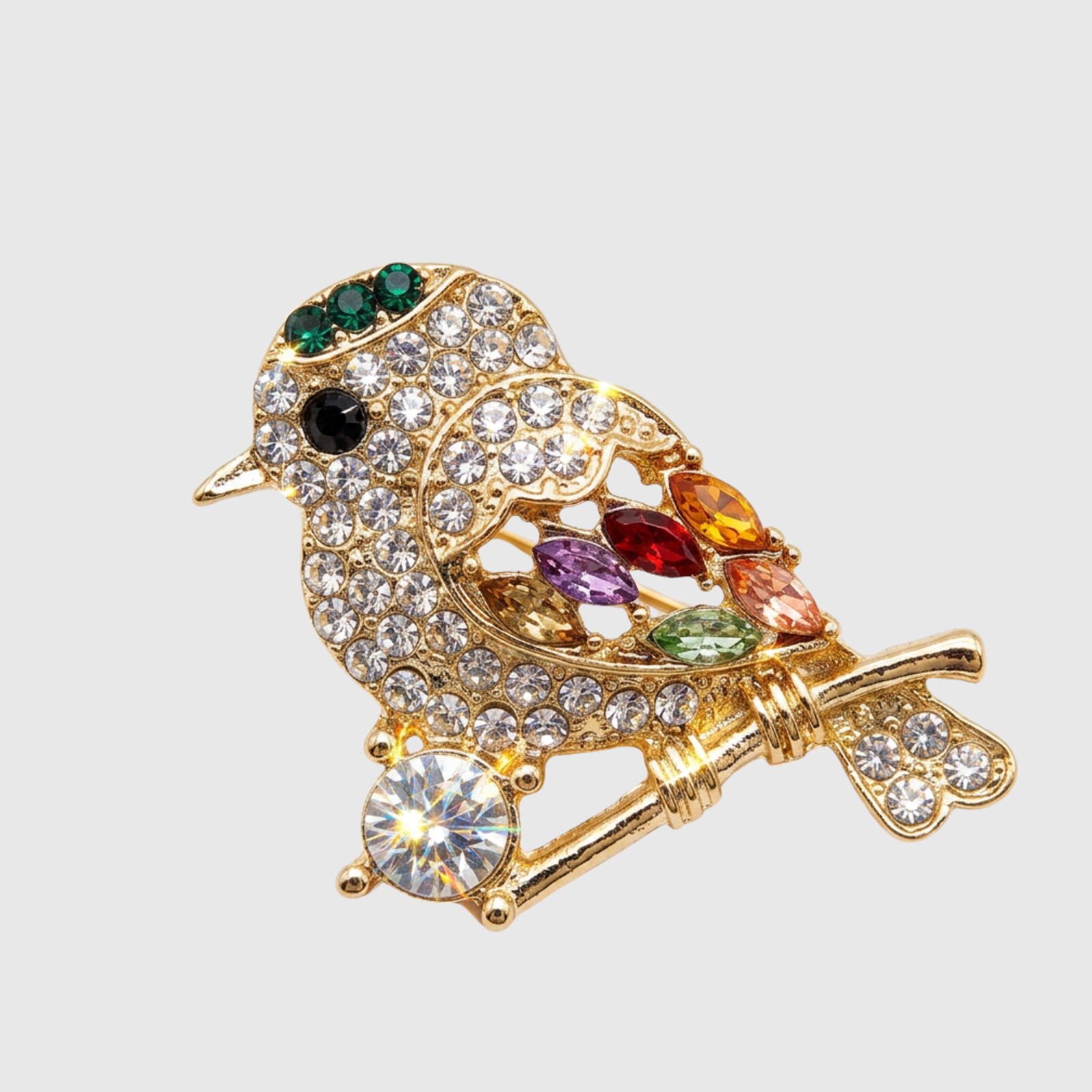 Sparkling Crystal Bird Brooch Pin Rhinestone Colorful Women Dress Scarf Hat
