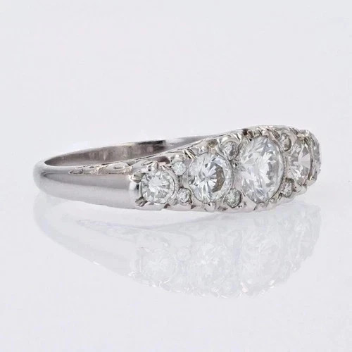 Art Deco Style Round Cut Lab Created Diamond Vintage Engagement 14K Gold FN Ring