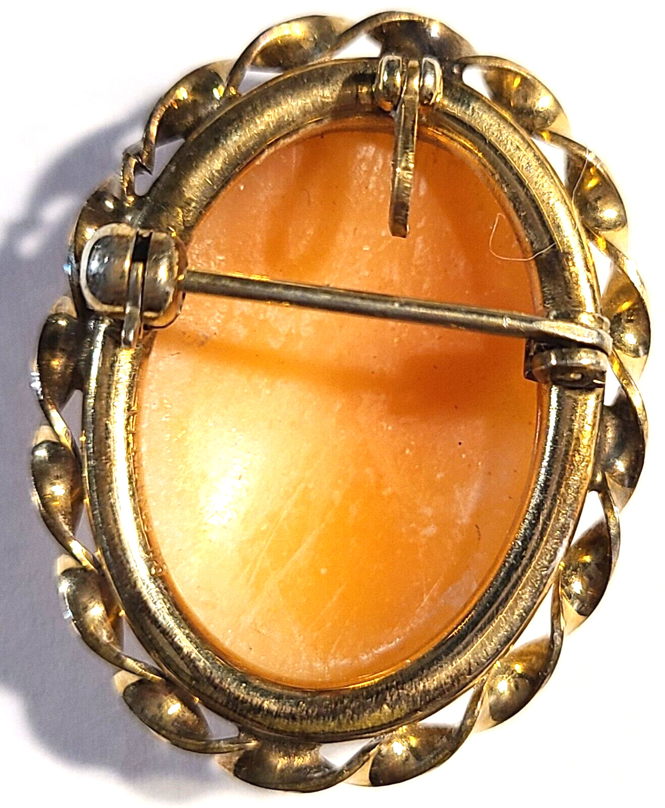 VINTAGE GOLD FILLED SHELL CAMEO SIGNED BAL BON 12K GF PIN BROOCH OR PENDANT