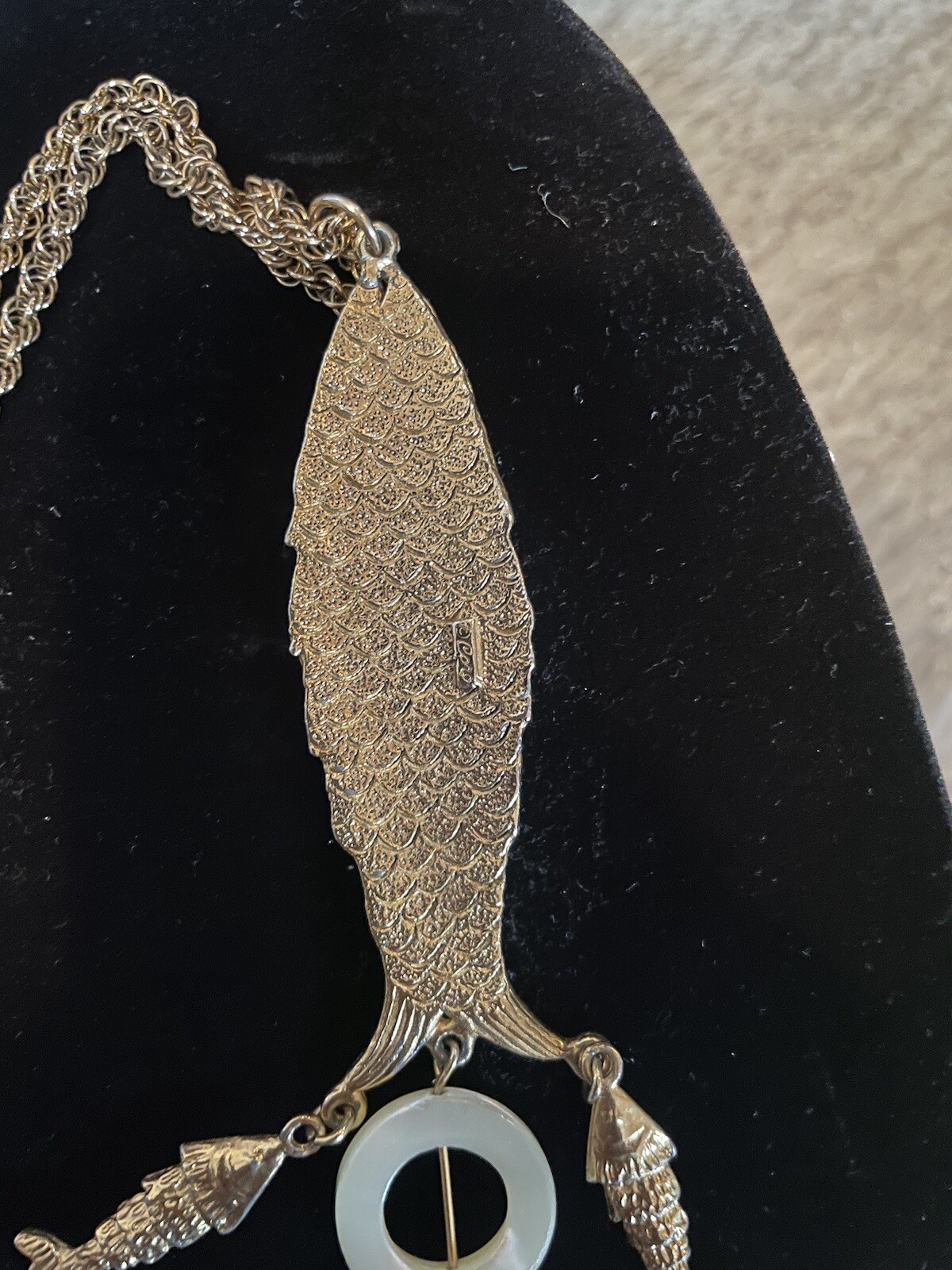 Coro Signed Script Sea Creatures Collection Fish , w/ Abalone & MOP Necklace