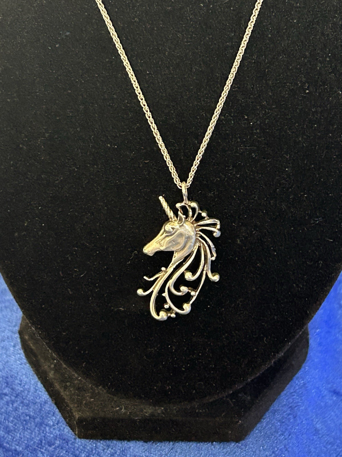 Vintage Sterling Silver Unicorn Pendant Necklace Nice Quality Pretty
