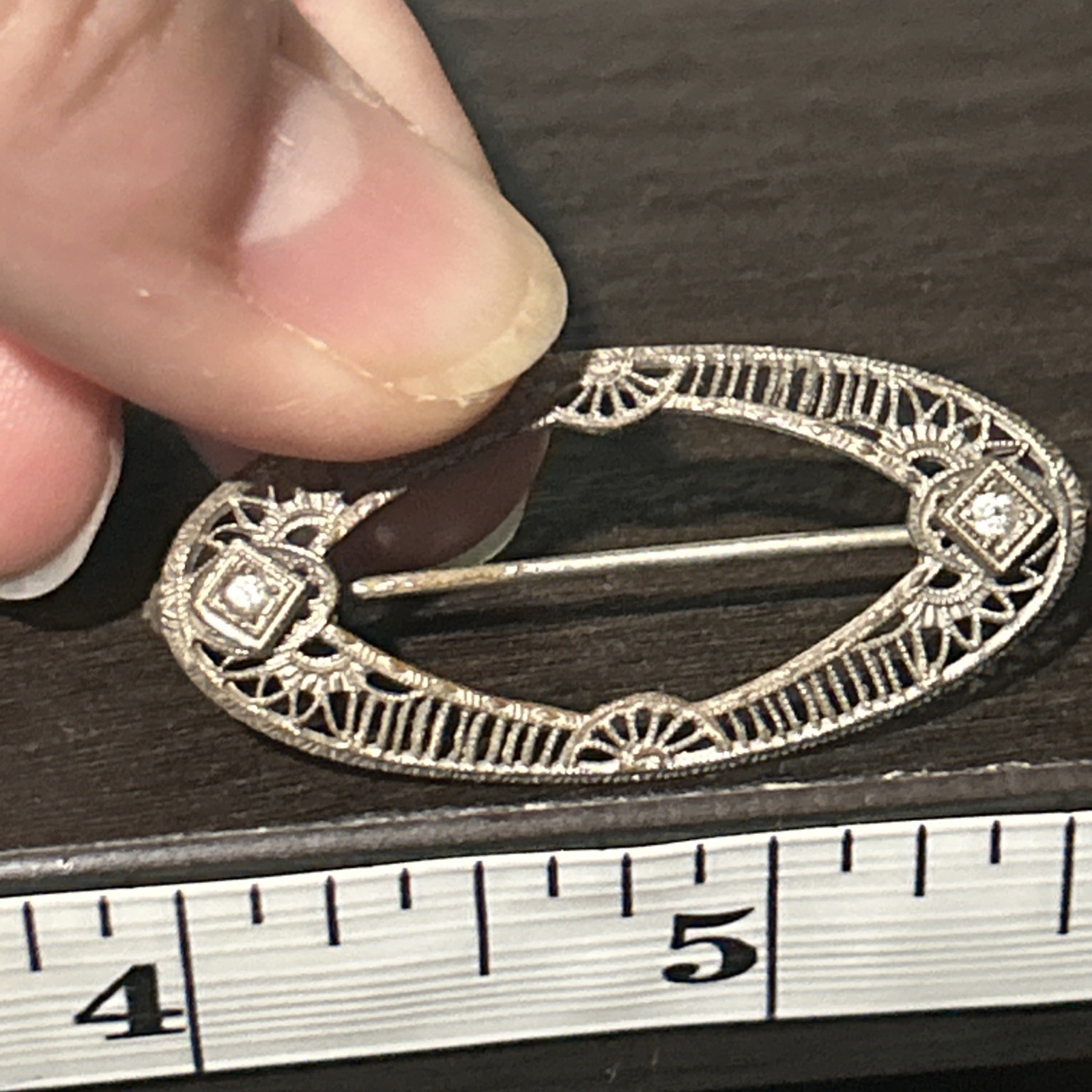7 OLD ANTIQUE VICTORIAN MIXED METALS RHINESTONE FILIGREE PINS BROOCH