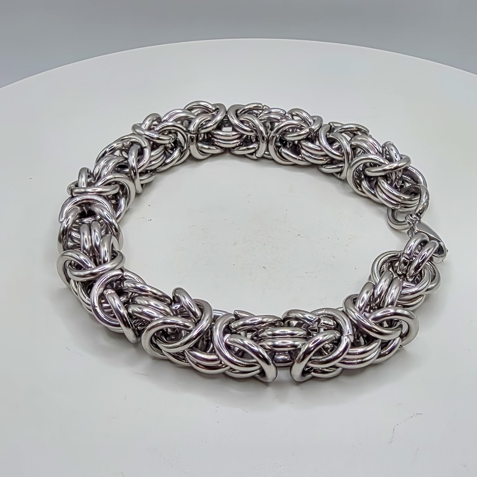 Silver Stainless Steel Byzantine Chain Xtra Large .5″ Wide Unisex 7.5″ Bracelet