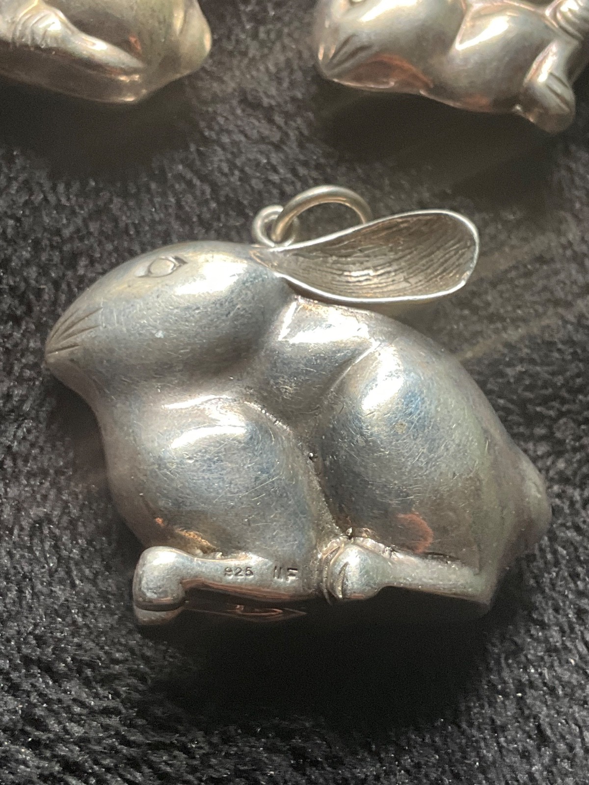 Vintage sterling silver Rabbit pendant and earrings set
