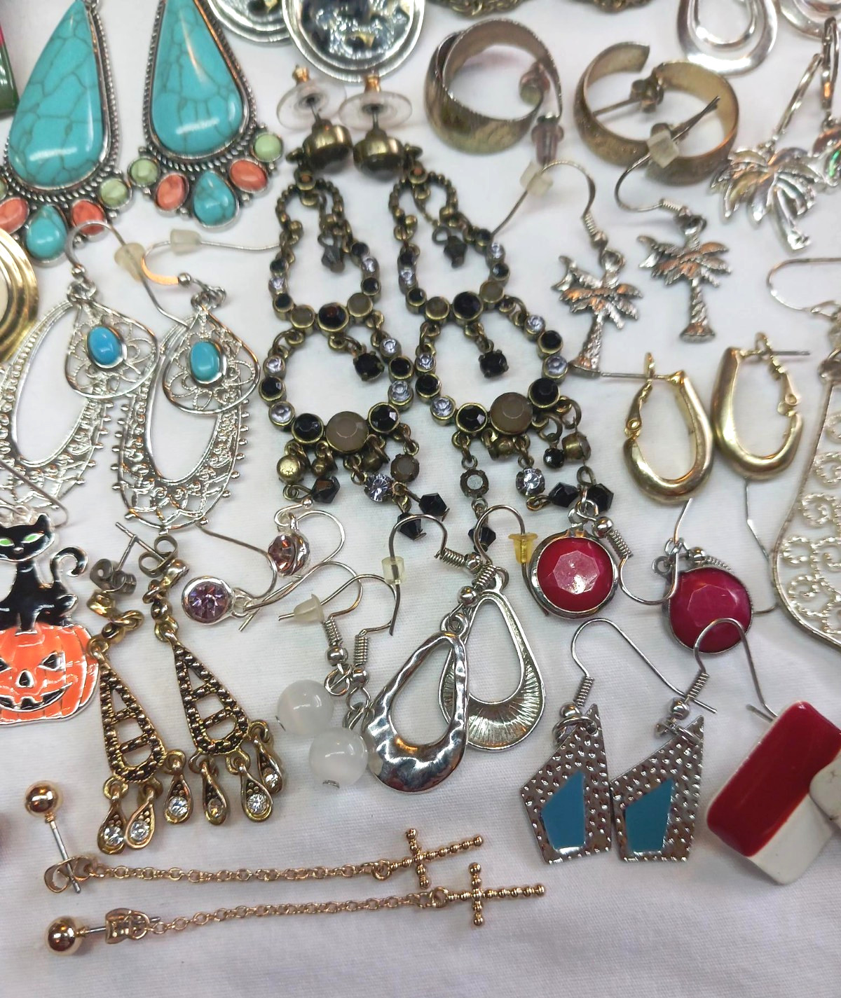 Vintage/Now Junk Drawer Earring Lot 2 – 50 Pairs Mixed Materials All Wearable