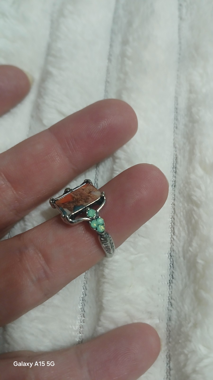 Vintage Bohemian Style Inlay Ring Unisex Zinc Alloy Band Size 6 New