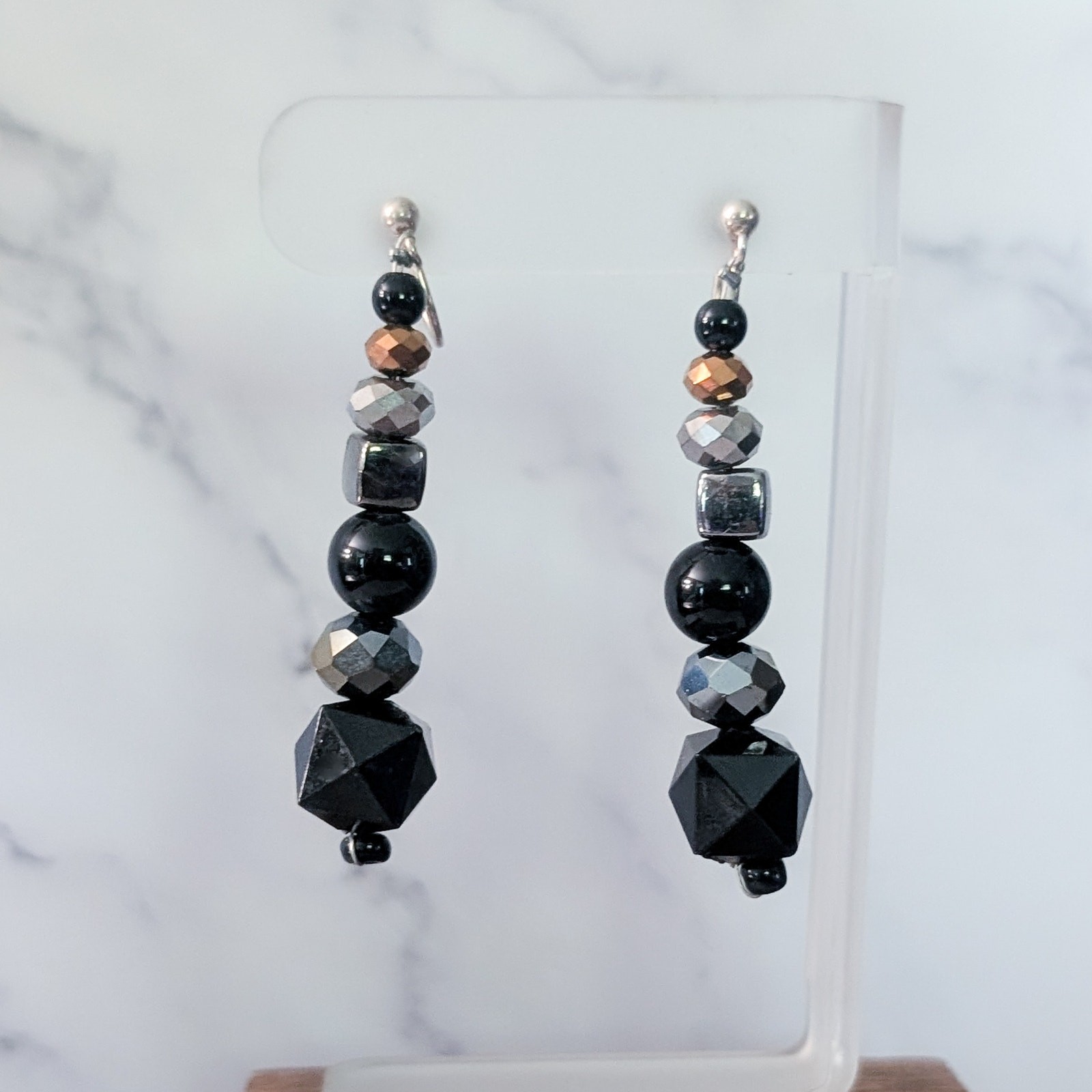 Vintage Screw Back Earrings 2.25″ Very Long Black & Other Colors Dangle
