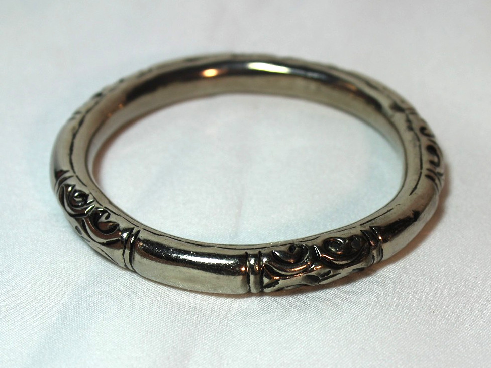 33.6g Vintage Deco Sterling Silver 925 Plated Chinese Rattling Bangle Bracelet
