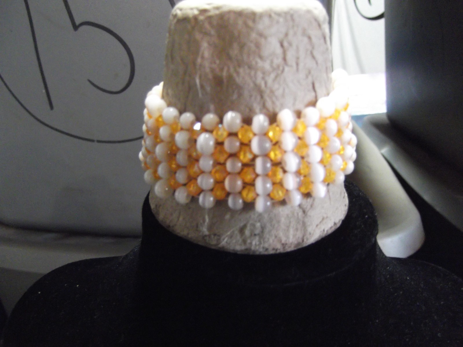 Vintage Costume Orange and White Halo 2″in Stretchy Barcelet