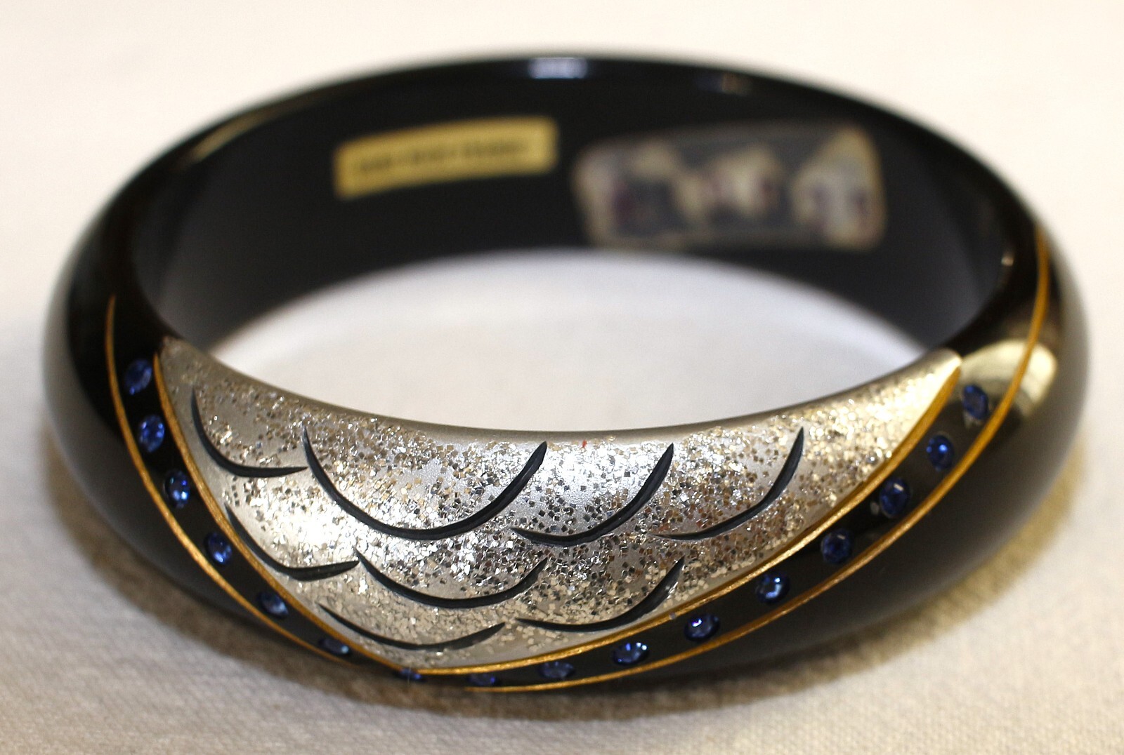 Vintage 60/70s Lot 6 New Art Deco Curved Acetate Bangles Handmade in France
