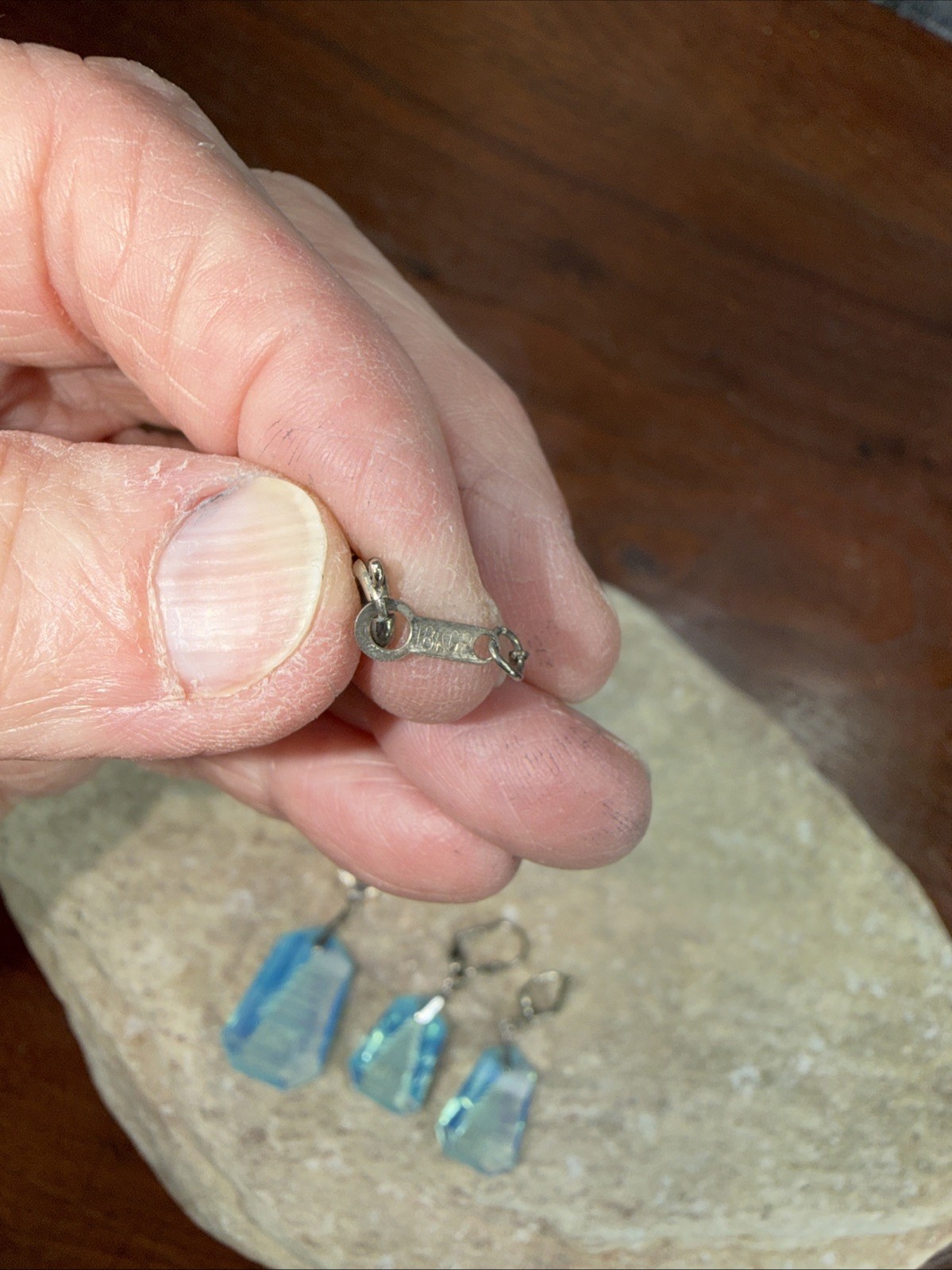 Opaline Blue Glass Japanese Pagoda Necklace & Earrings Set reverse carved