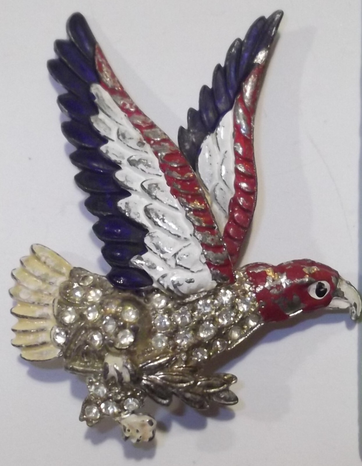 VTG Little Nemo Patriotic Pot Metal Eagle Enameled Brooch Pin Red/Wht/Blue 2.5″
