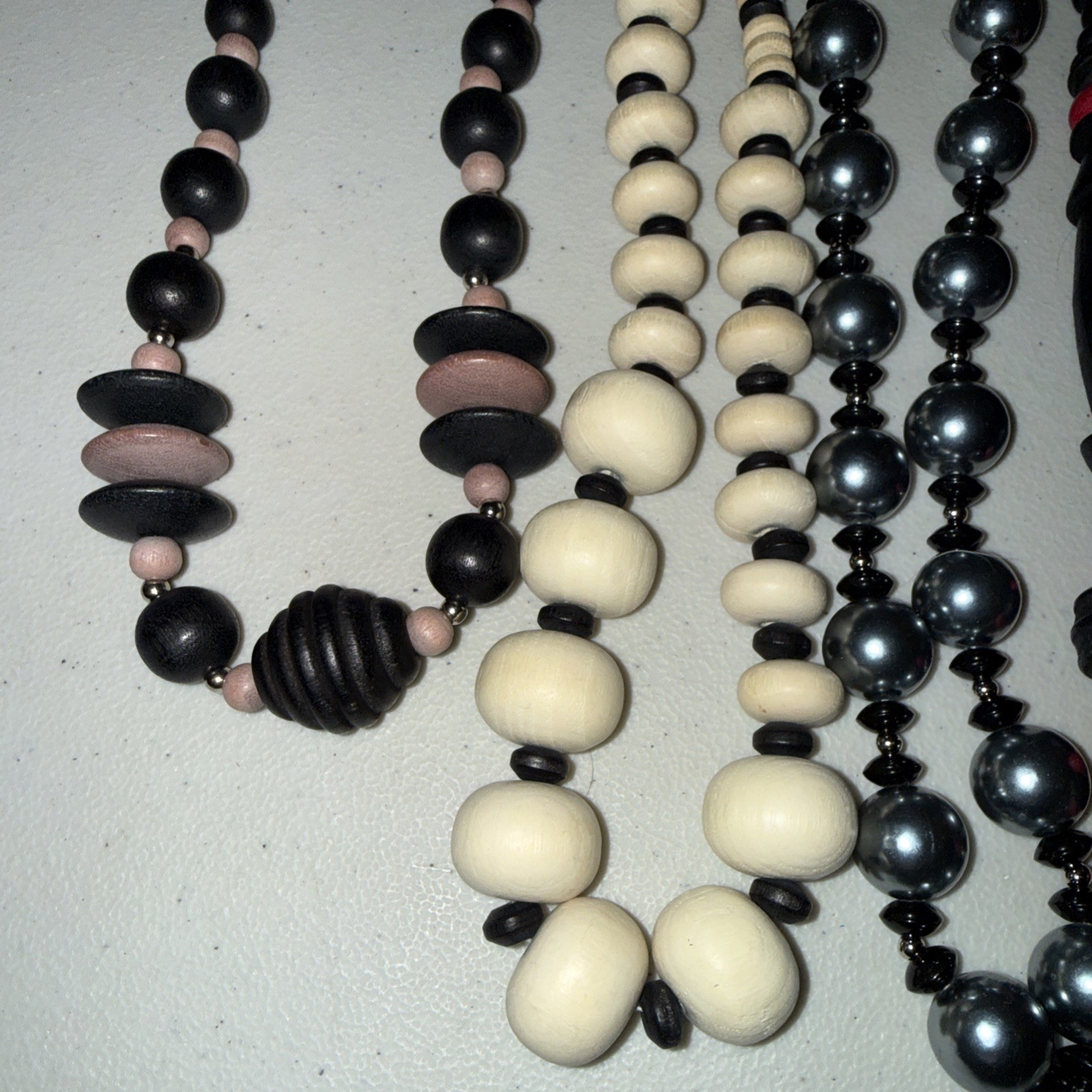 Vintage Lot Of 8 Big And Med. Beaded Necklaces Artsy Jewelry