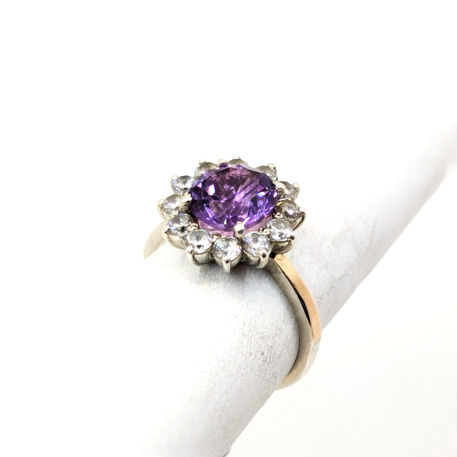 Vintage Luxury RING Silver 925 with Bright Amethyst -size: 7.5US (17.5mm) | #110