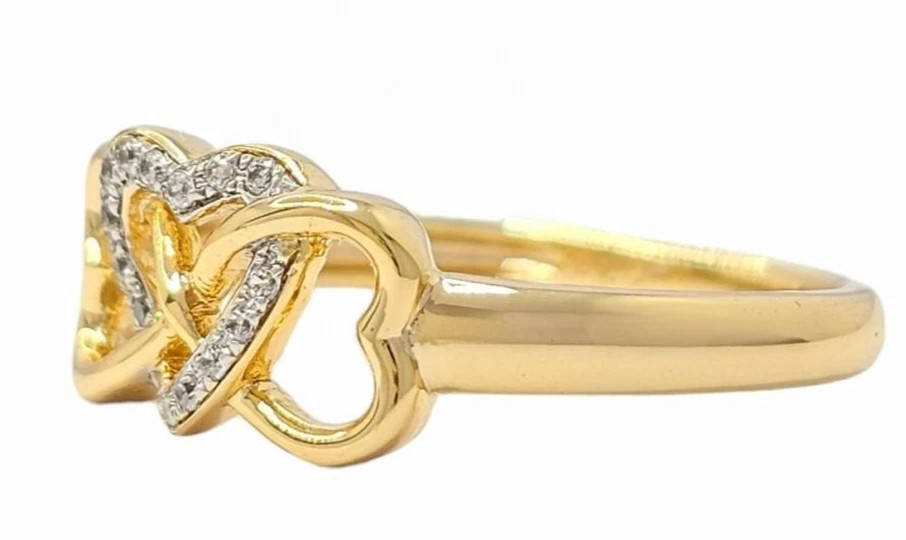 0.10TCW Round Cut White Moissanite Heart Shaped Bride Ring In 10K Yellow Gold FN