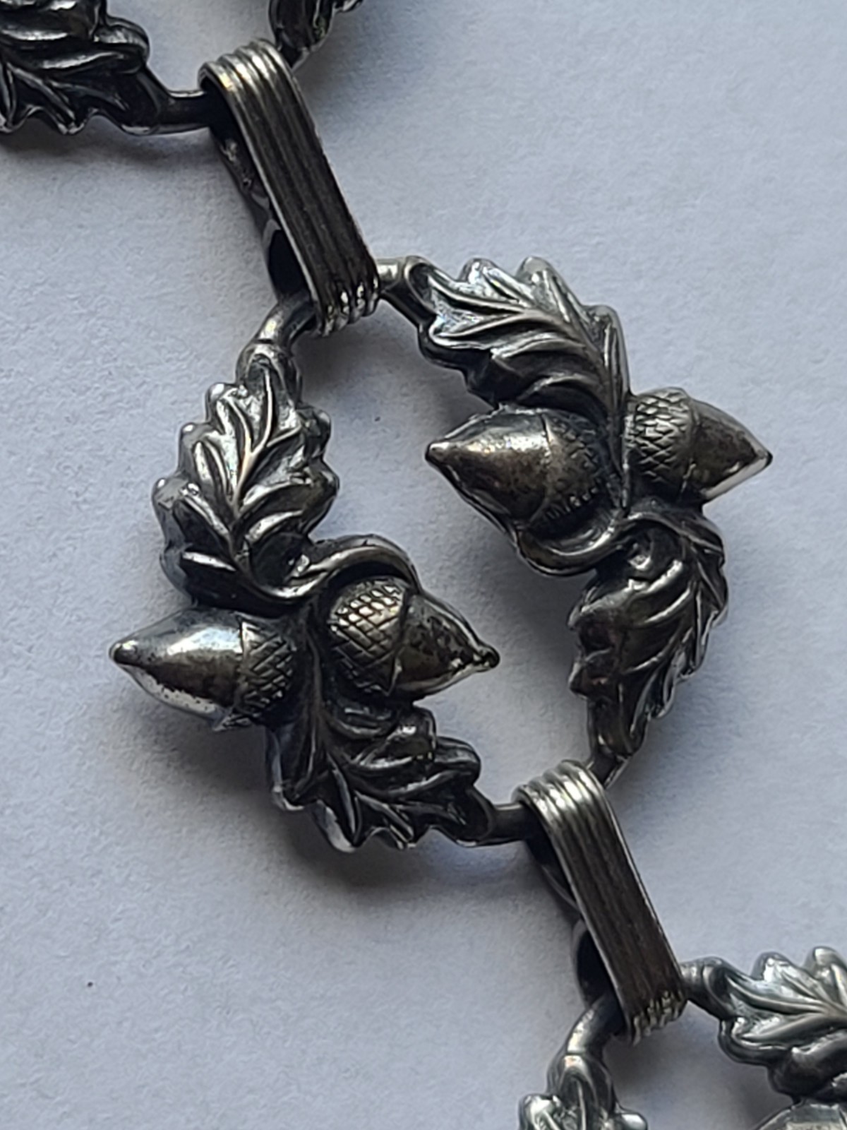 VTG Danecraft Sterling Silver Acorn Oak Leaves Wreath Bracelet Signed 7″ 14gm