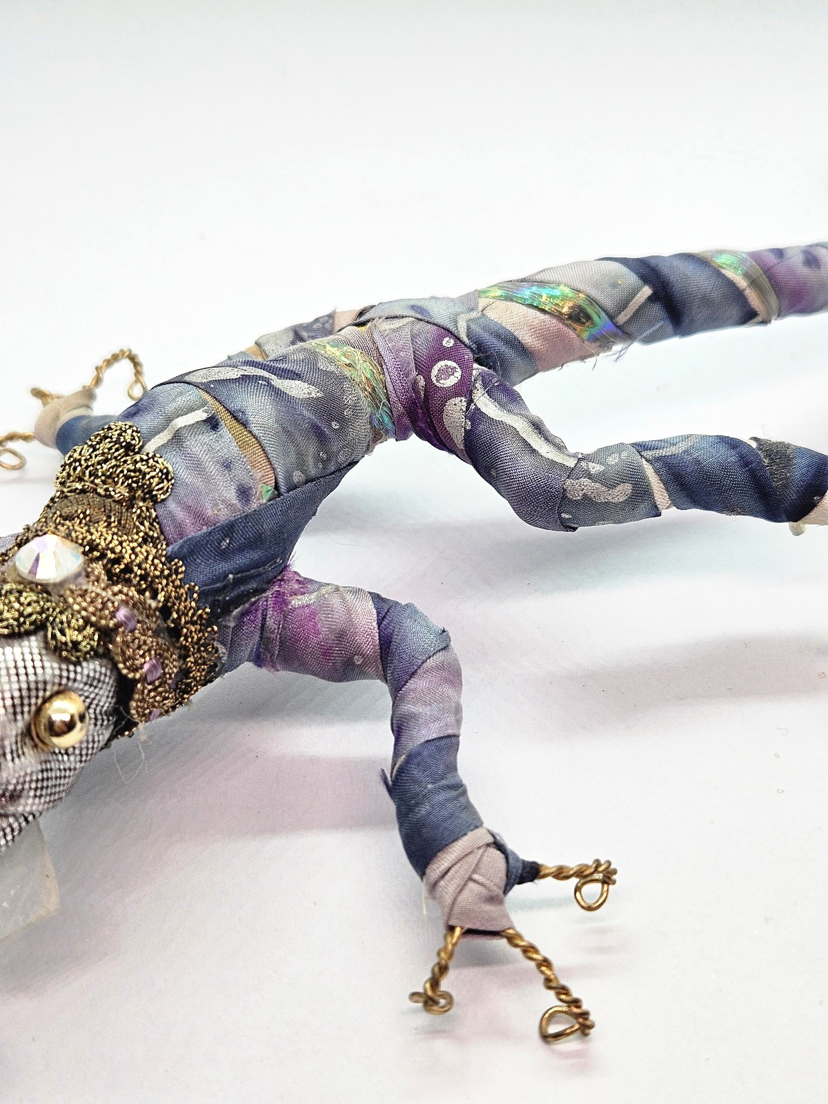 Amazing SANDRA KLINK Wondrous Creatures Lizard Reptile Brooch Art Pin Fabric 8″