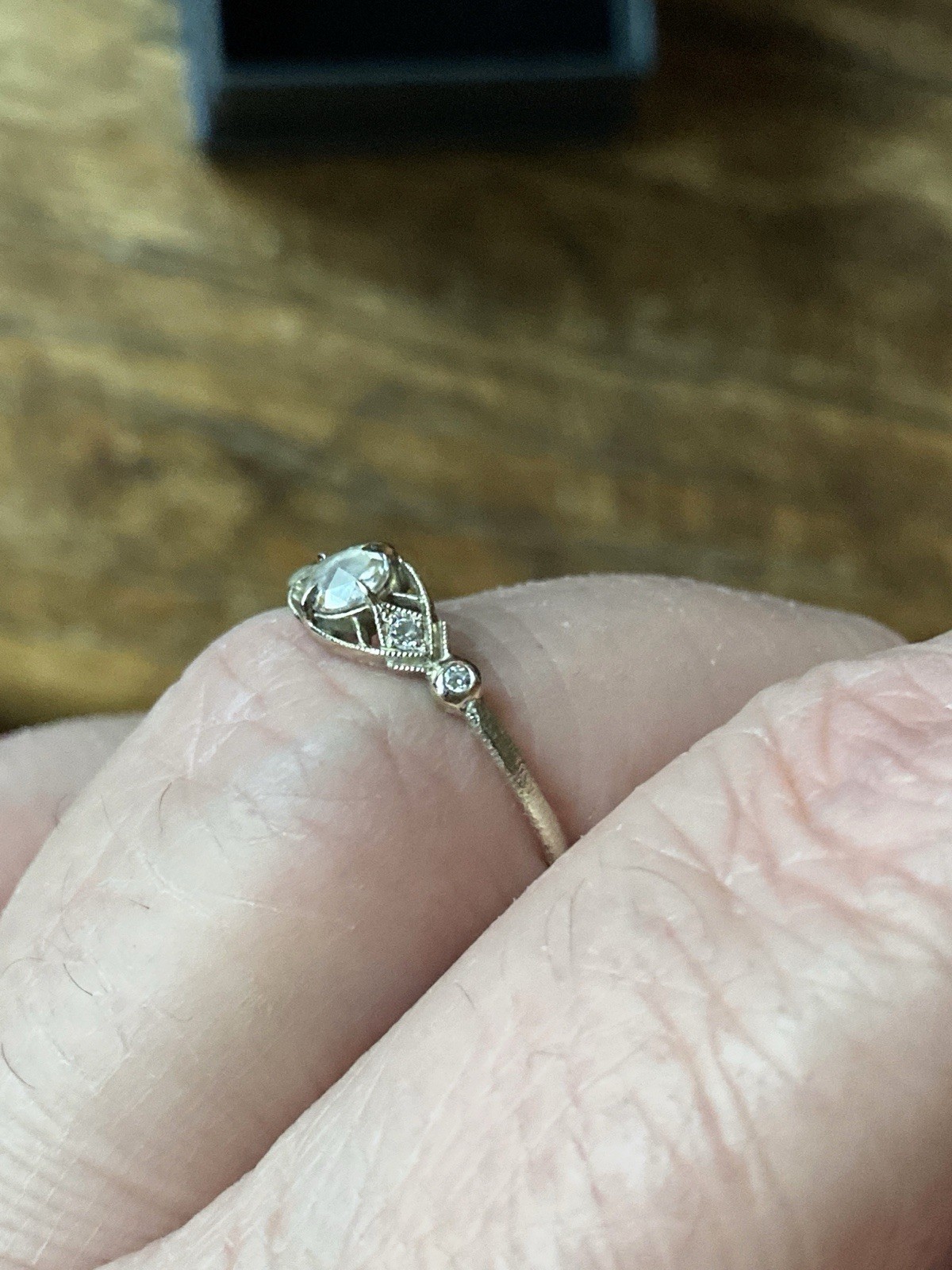 DMD Metal Isadora Ring/with 4mm White Rose Cut Diamond
