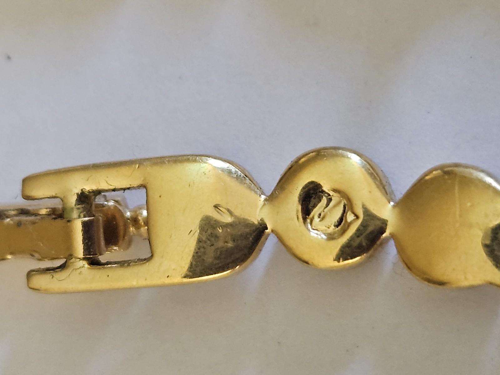As Is Vintage Swarovski Swan Logo Gold Toneclear Crystal Collar Link Necklace