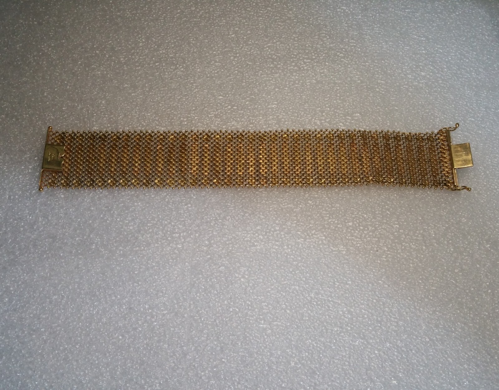 Italian Mesh Bracelet 18k Gold Charm Wide Vintage Yellow Woven Women’s Men’s Old