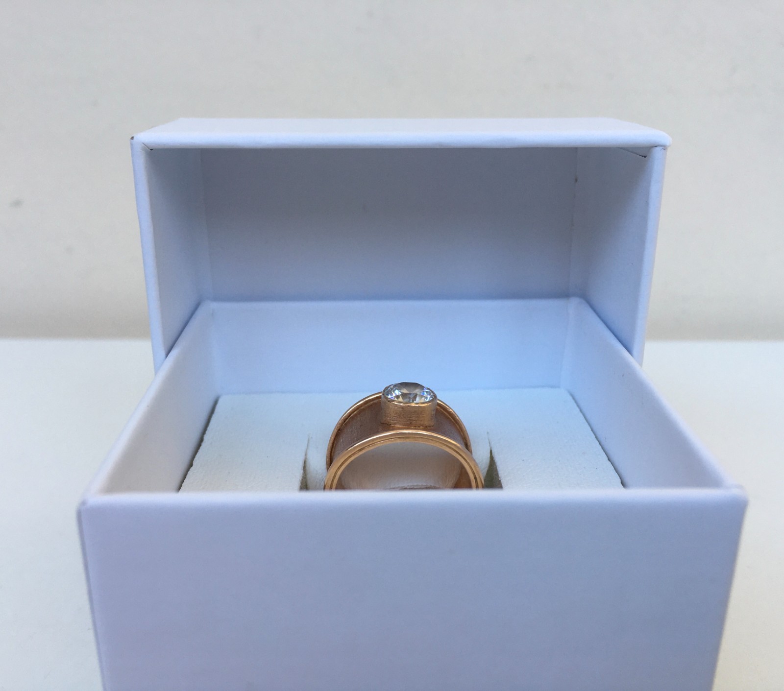 Vintage Original Soviet Solid Rose Gold Rock Crystal Ring 583 14K USSR Ring