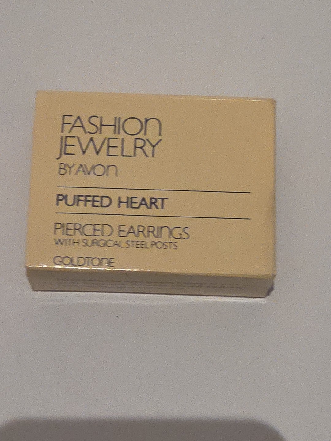 Vintage 1984 Avon Puffed Heart Pierced Earrings Goldtone New With Box