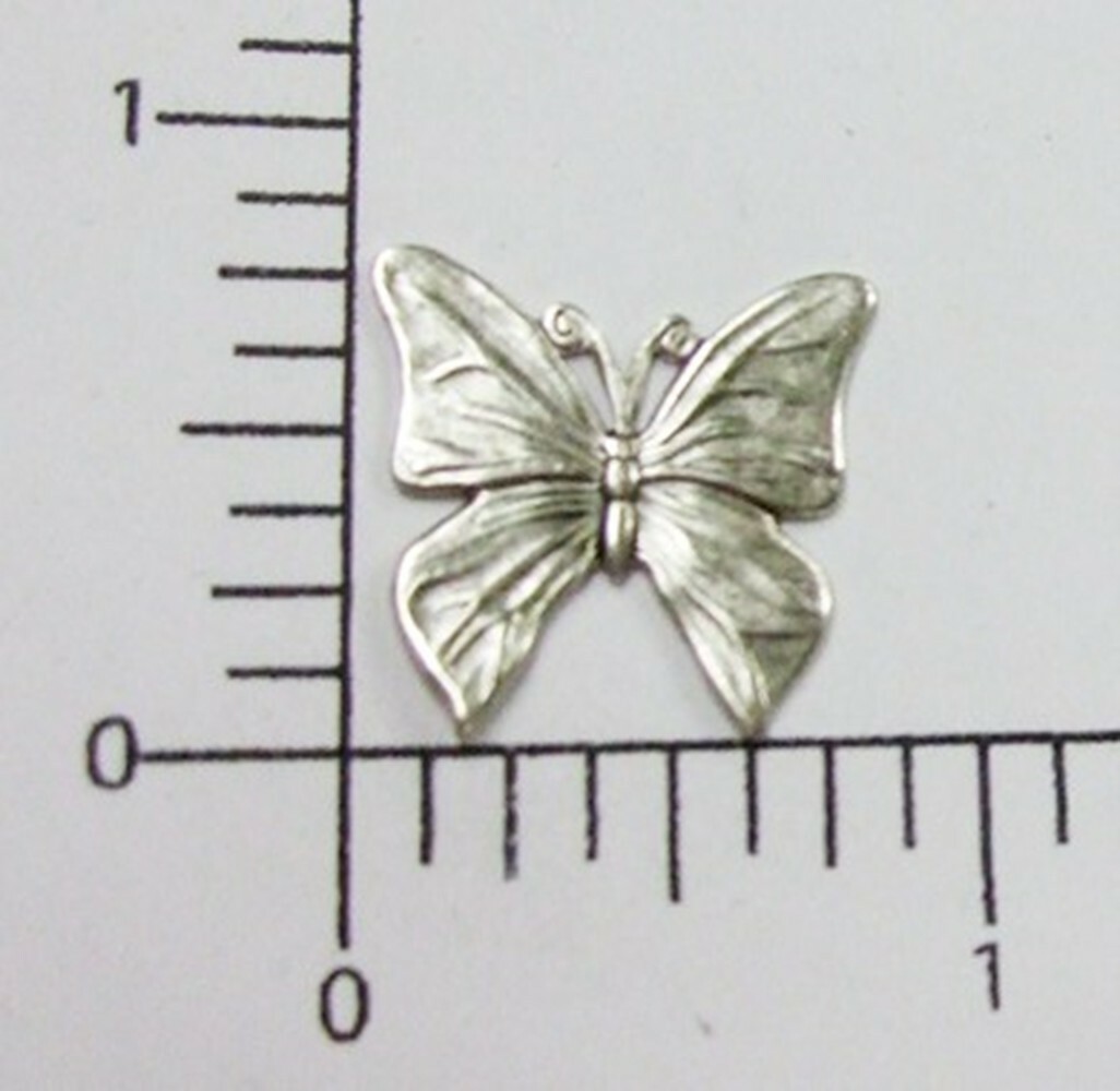 35284 2 Pc Matte Silver Oxidized Victorian Flat Butterfly Jewelry Finding
