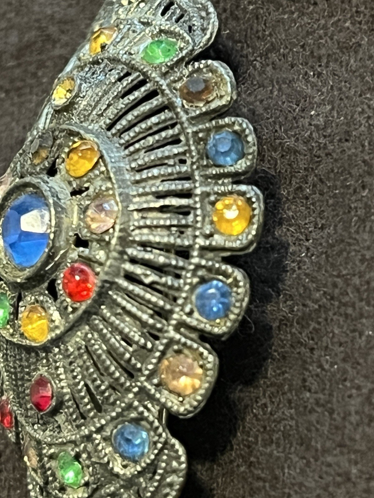 Little Nemo Art Deco Rhinestone Brooch/Pin, Silver Tone Vintage, 1.75″L x 1″W