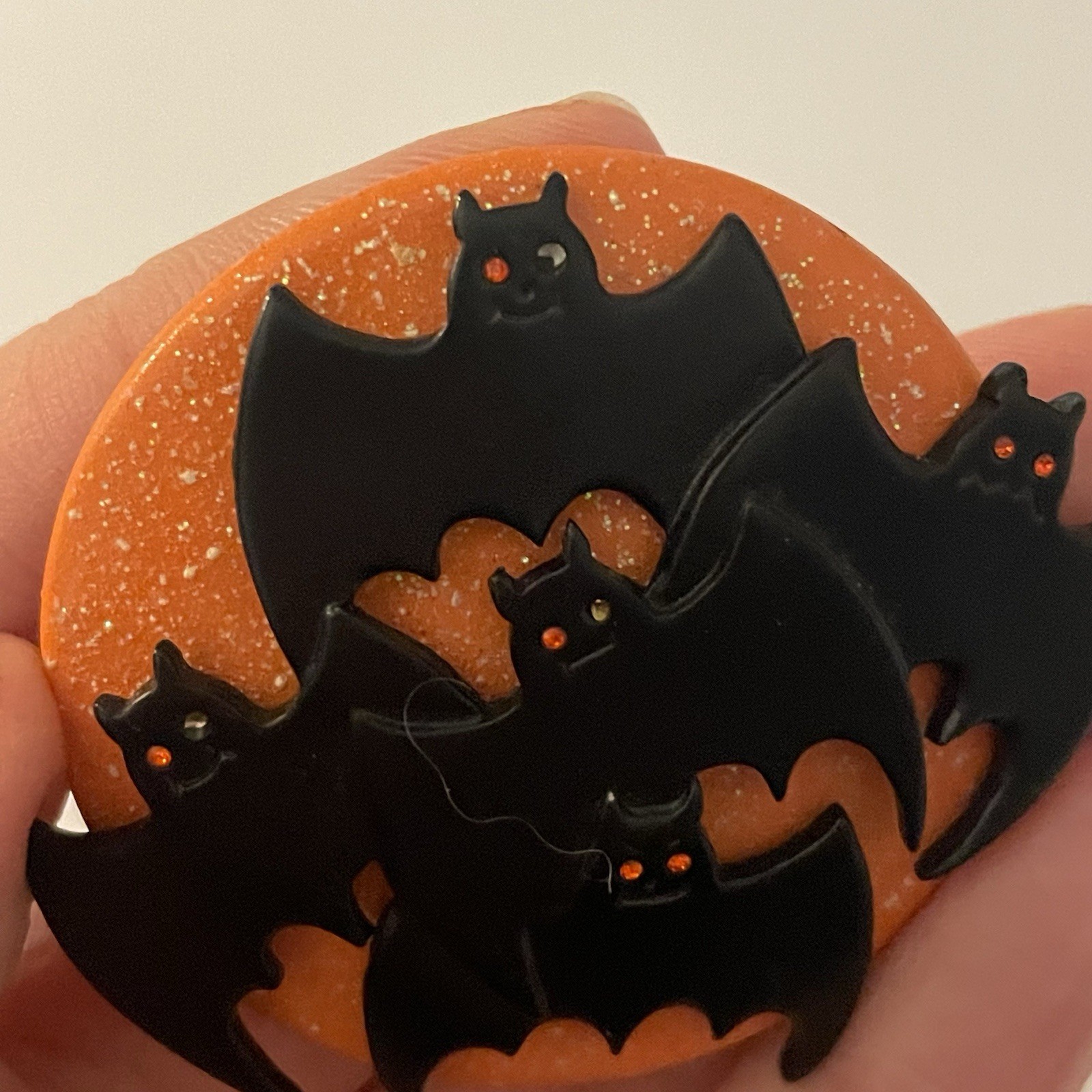AJMC Creepy Creatures Halloween Bat Rhinestone Eyes Brooch Pin-some eyes missing