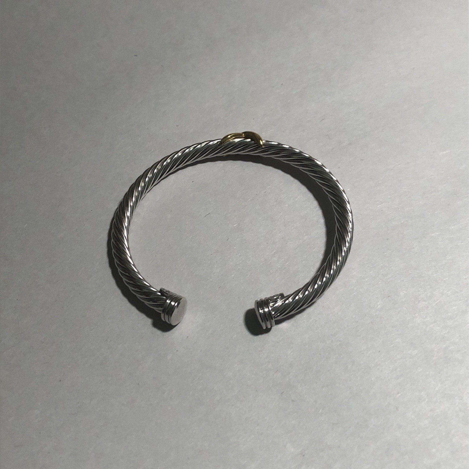 Vintage Cable Cuff Bracelet With Gold X 5MM
