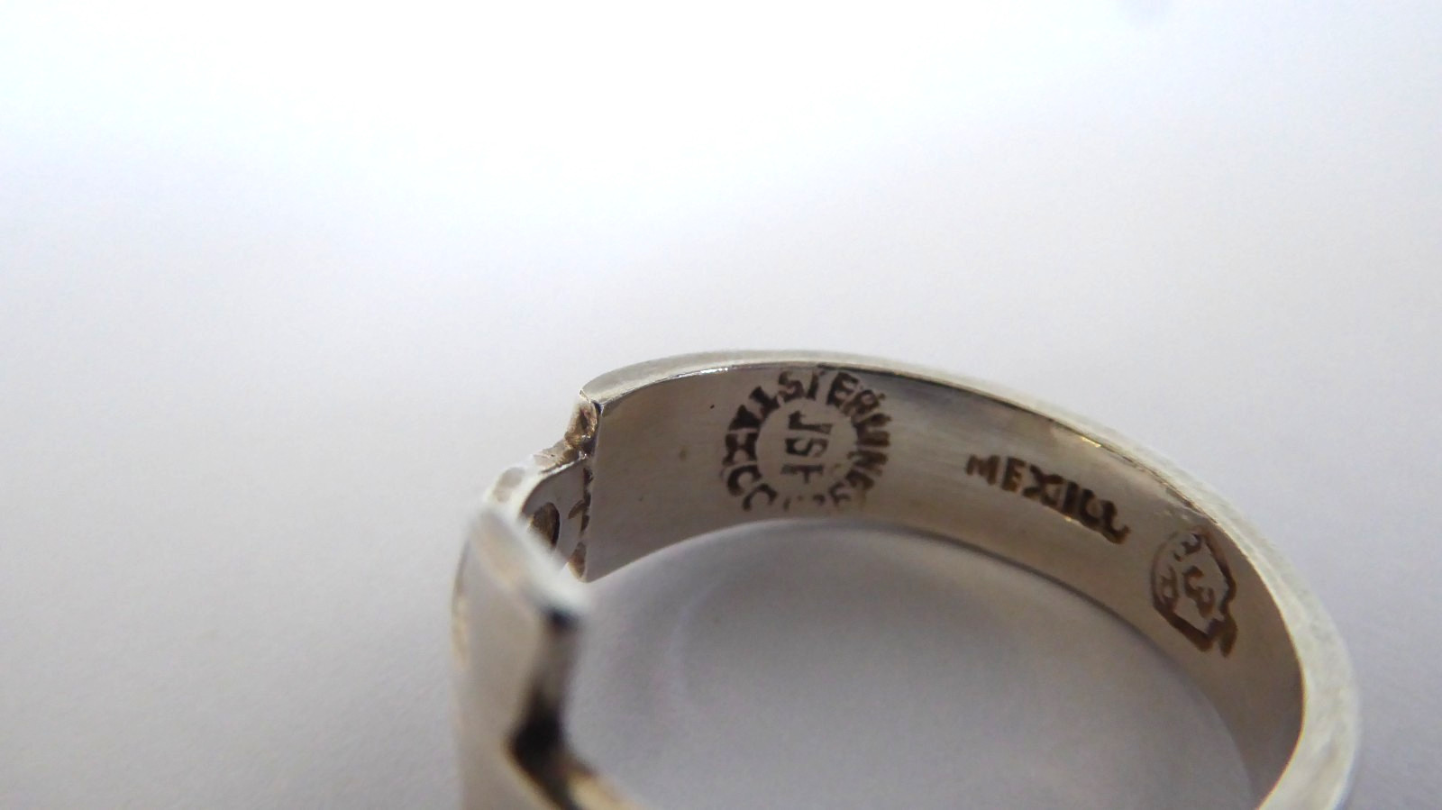 925 Sterling Silver Vintage JSF Mexico Egyptian Ankh Unisex Ring Size 7.5 Vtg.