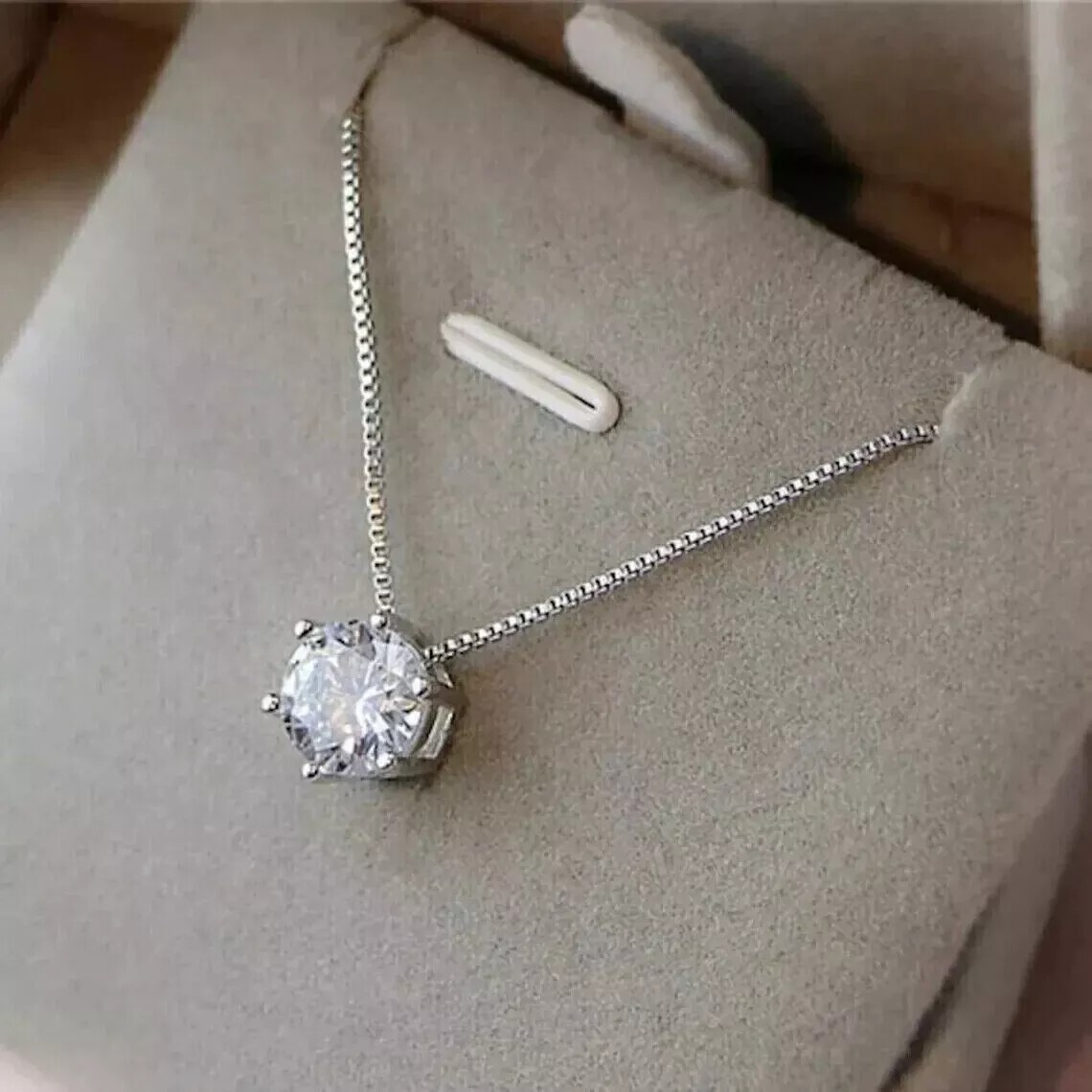 3CT Round Cut Lab Created Diamond Woman Surprise Pendant 14k White Gold Plated