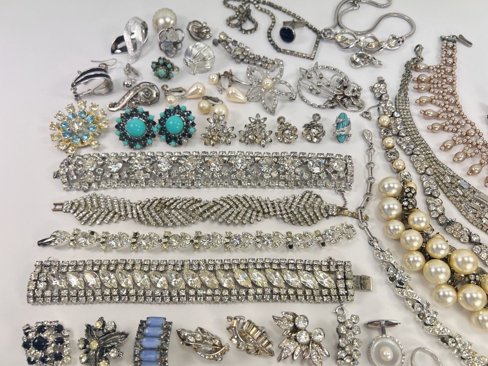 Vintage Kramer Bogoff Lisner + Rhinestone Jewelry Repair Parts Craft Lot #1